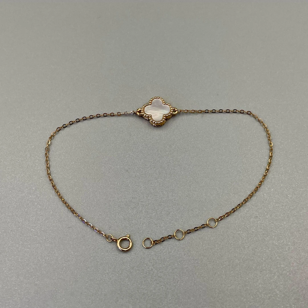 单花 白贝母 手链 10mm 18k金镶嵌k黄k玫 经典百搭优雅