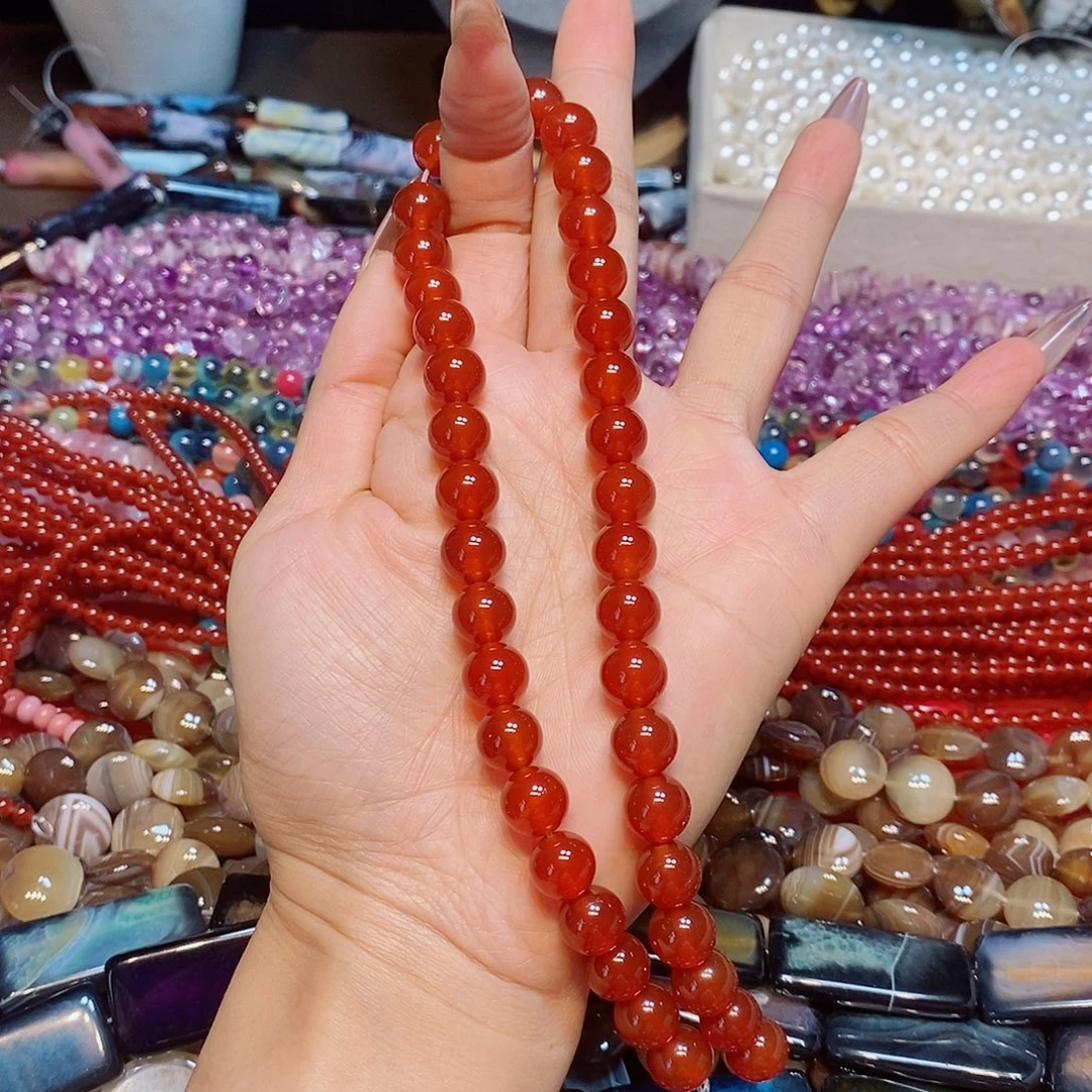 玛瑙/玉髓散珠8mm红玛瑙A货一条