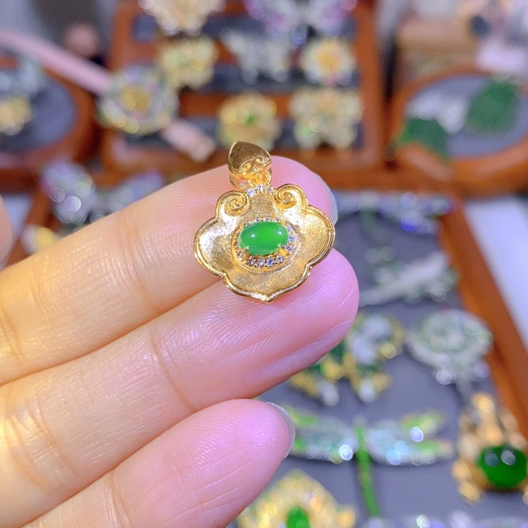 颈饰银S925镶嵌翡翠