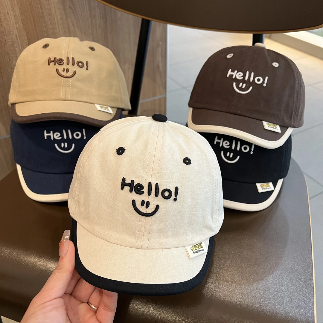 【开心】儿童帽子宝宝春秋韩版字母短檐鸭舌帽男女童外出遮阳防晒帽