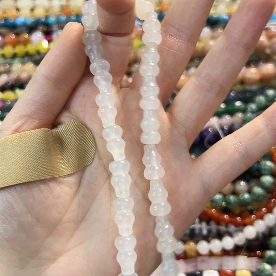 玛瑙/玉髓合金珠宝半成品 荔枝冻玛瑙葫芦27颗