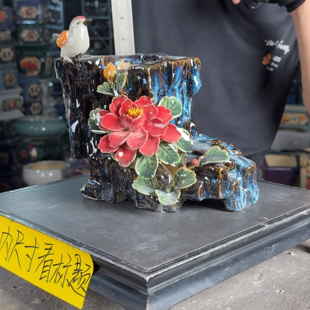 一风堂石湾花盆 内9*13手工痕迹