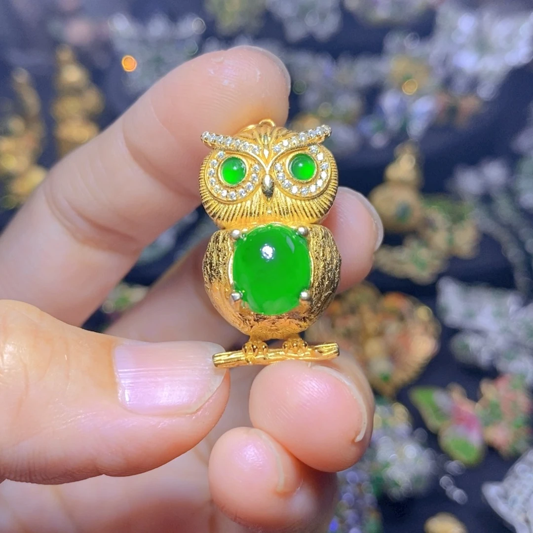 翡翠银S925镶嵌吊坠(不含链)天然翡翠