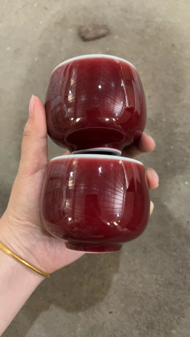 景德镇陶瓷郎红主人杯2只