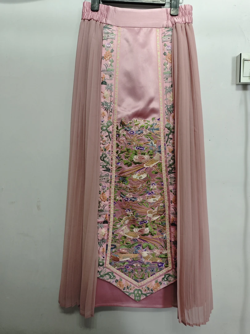 U型领拼接夏季复古风马面裙新中式服装