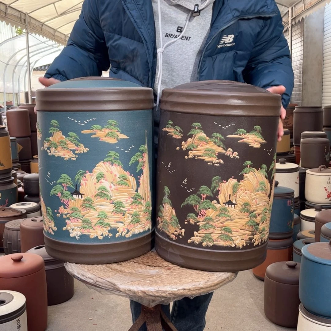 紫砂茶叶罐23 饼茶叶罐2个