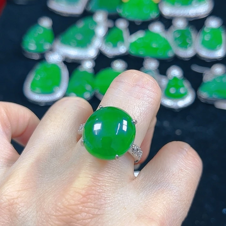 翡翠银S925镶嵌吊坠(不含链)