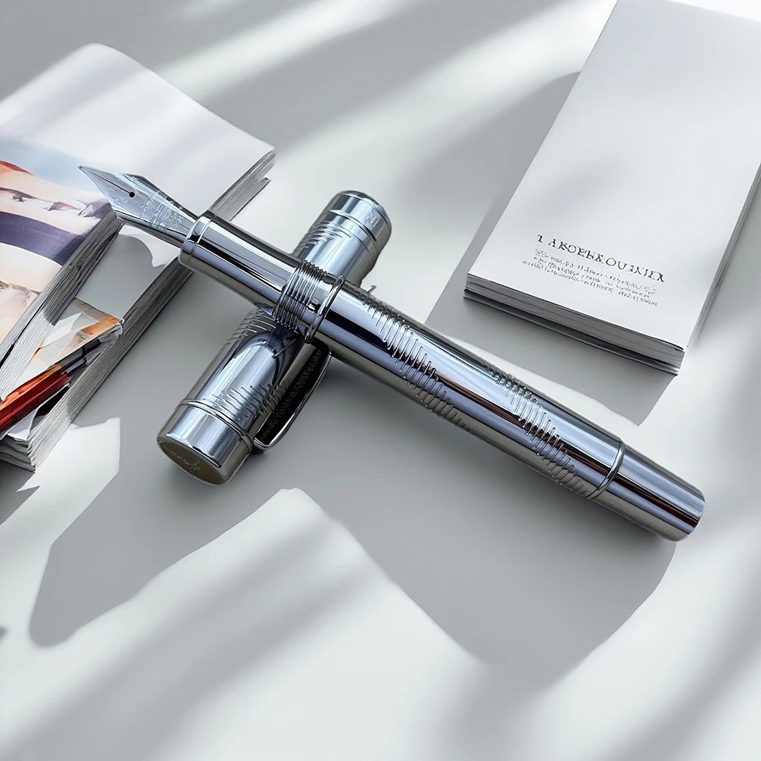 鹏城优品【大豆全银步步高升钢笔】重手感高端专业美工练字通用钢笔