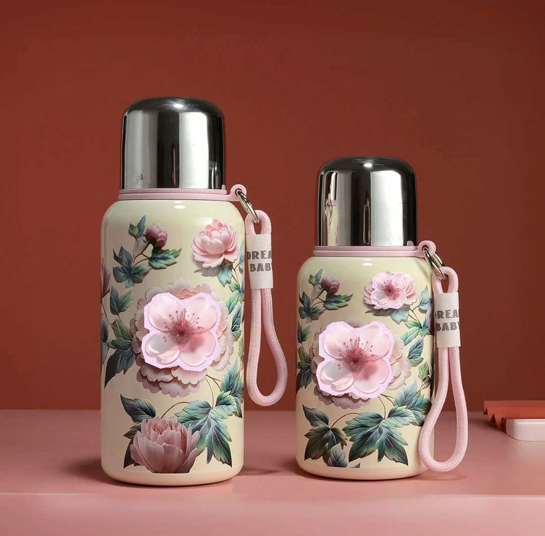 【限购2单】316国风牡丹复古精致保冷保温杯户外便携大容量墩墩杯