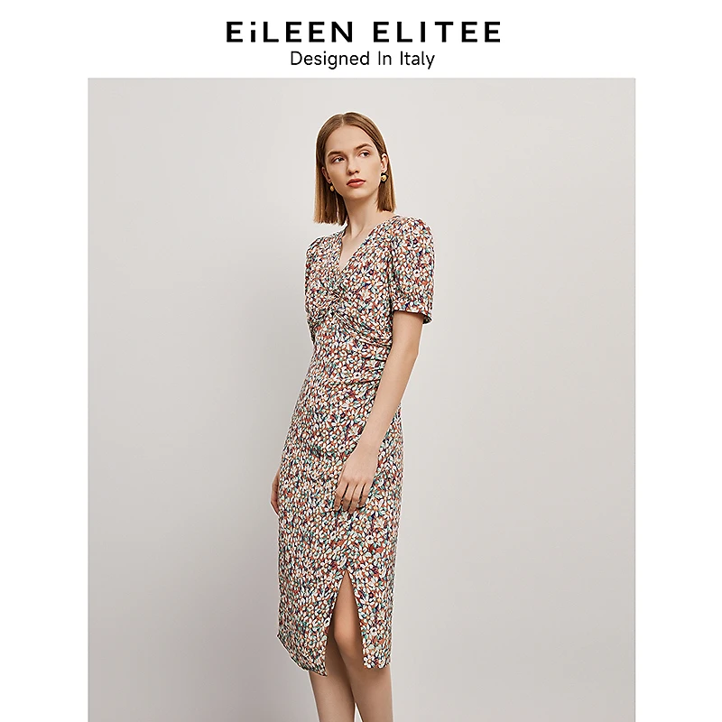 朗姿欧洲EiLEEN ELITEE朗姿法式复古浪漫碎花裙子夏季新款连衣裙