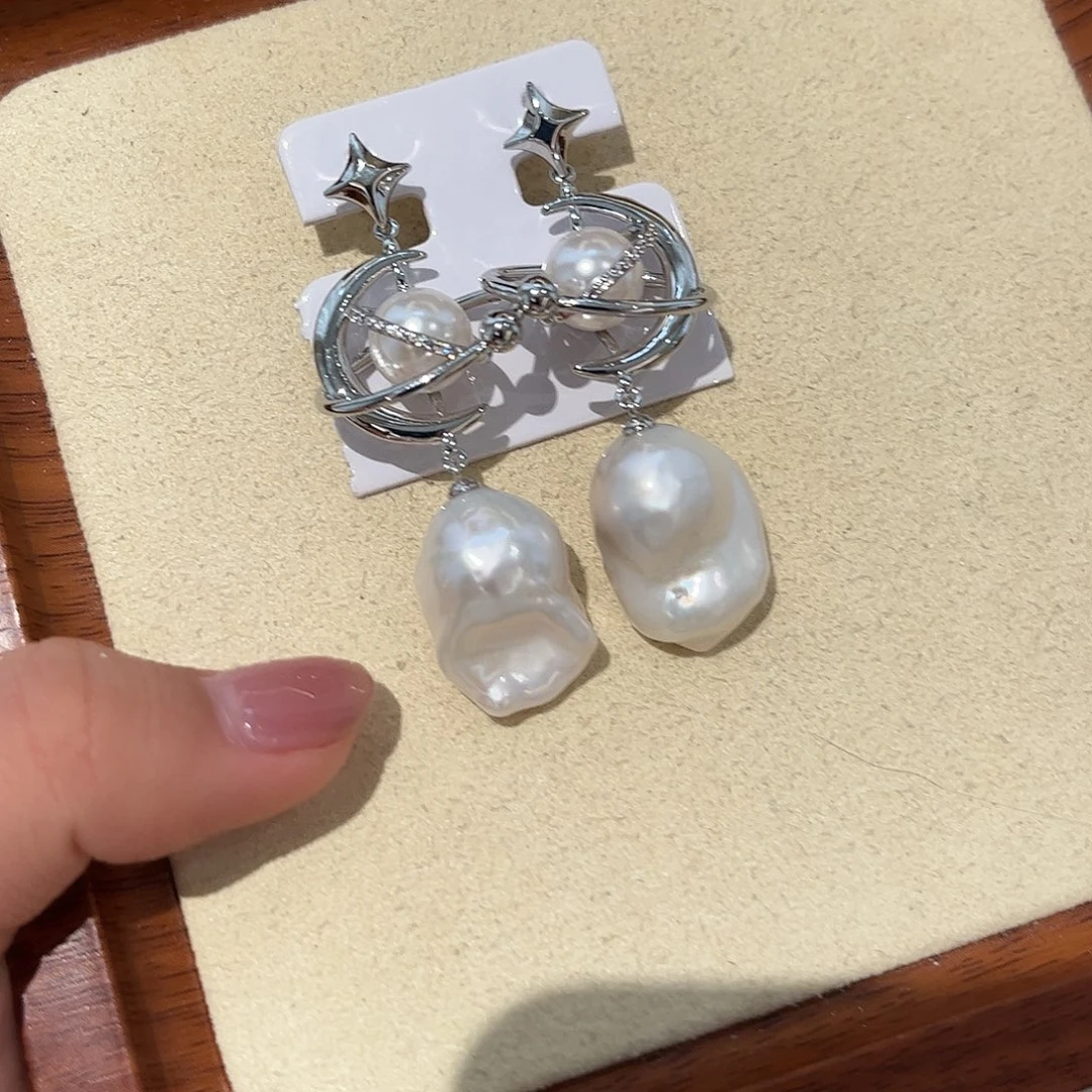 合金淡水珍珠耳饰
