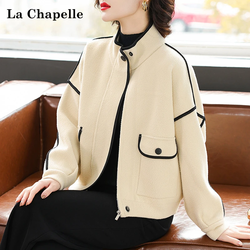 拉夏贝尔中年妈妈秋冬外套高贵夫人短款高档上衣中老年女开衫夹克