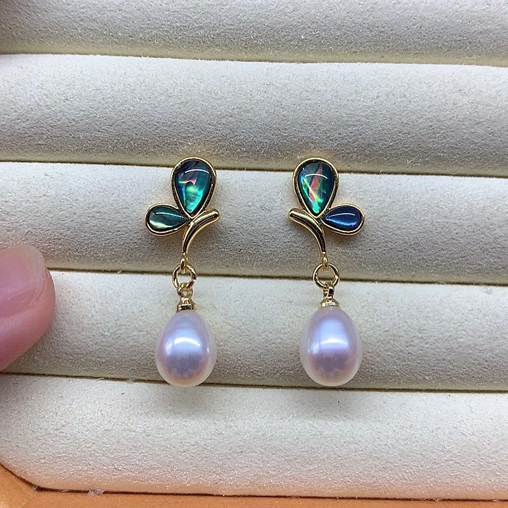 合金淡水珍珠耳饰