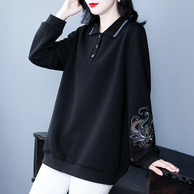 丹思慕大码女装2025春季新款显瘦减龄翻领条纹绣花上衣240913