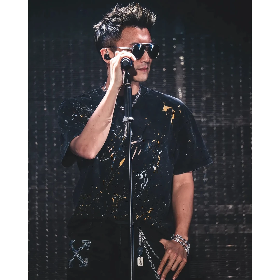 谢霆锋做旧同款纯棉t恤短袖演唱会进化evolution广州泼墨涂鸦应援