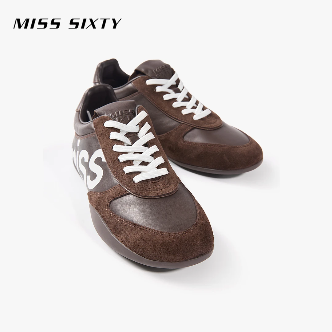 Miss Sixty2025夏季新款运动鞋撞色拼接绒面革双鞋带德训鞋休闲鞋