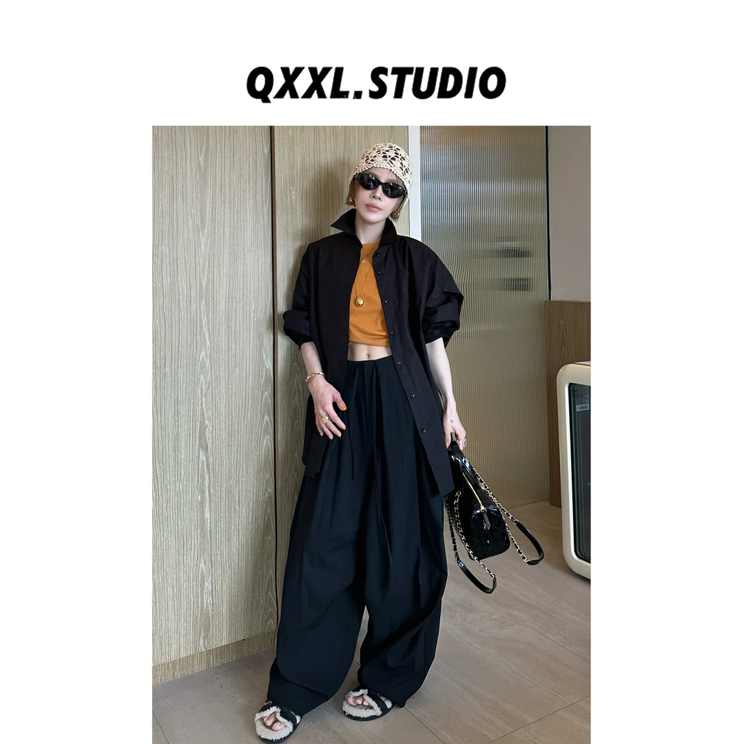 邱小小丽呀 慵懒风廓形衬衫女早秋韩系宽松显瘦休闲长袖上衣外套