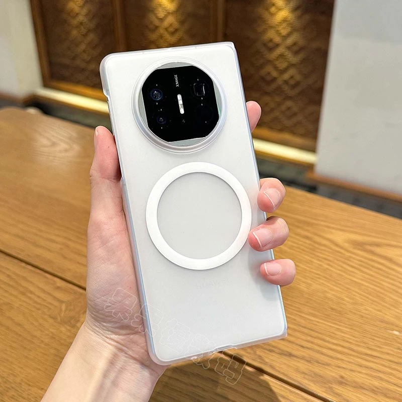 适用华为MateX5手机壳磁吸充电透明matex6典藏版保护套透粉磨砂x3