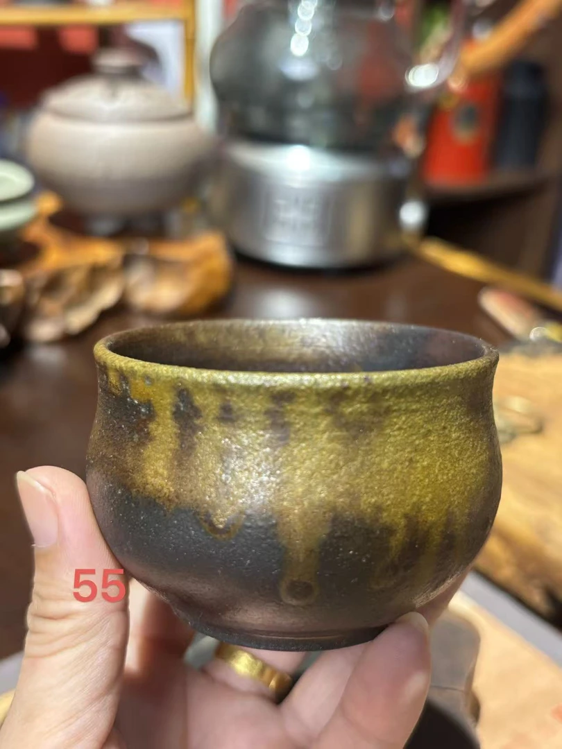 柴烧裸烧 落灰釉 主人杯 055