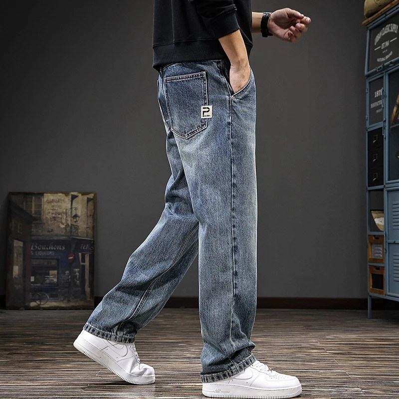 BALEYSWO美式复古直筒牛仔裤男2025秋季新款宽松大码百搭休闲长裤