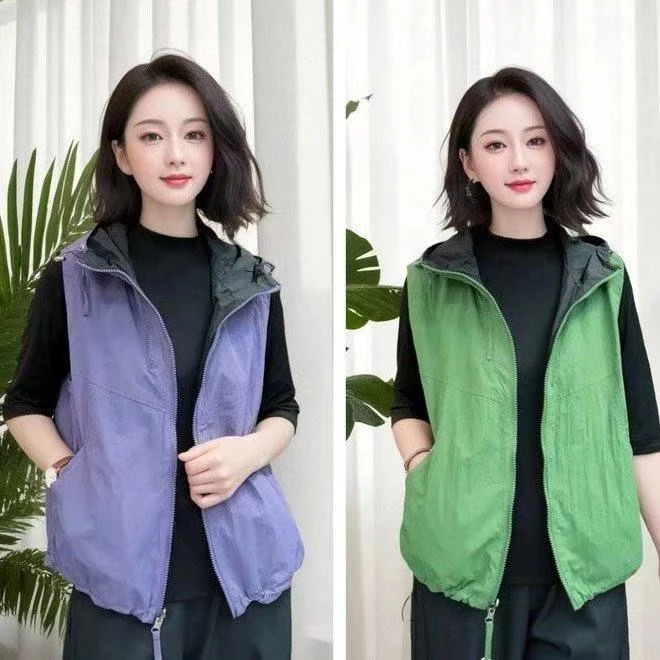 【拼色两面穿】连帽休闲双面穿撞色马甲外穿小众炸街高级感女装秋冬