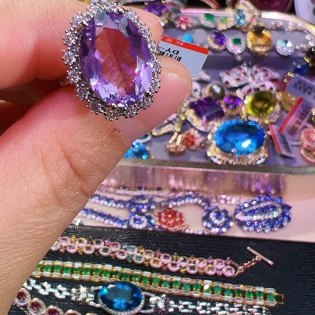 未镶嵌戒指紫晶戒指