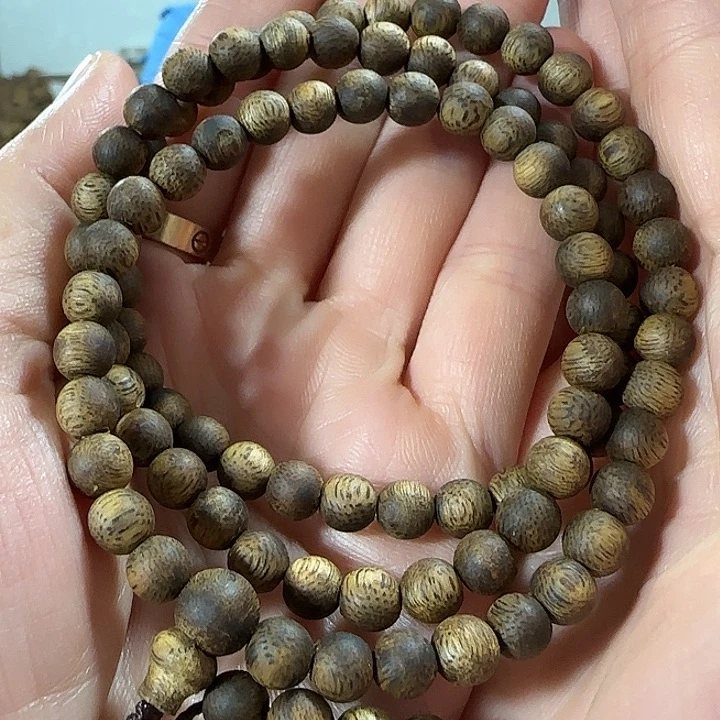 沉香手串绿奇楠沉香圆珠三圈定制款9克+手串