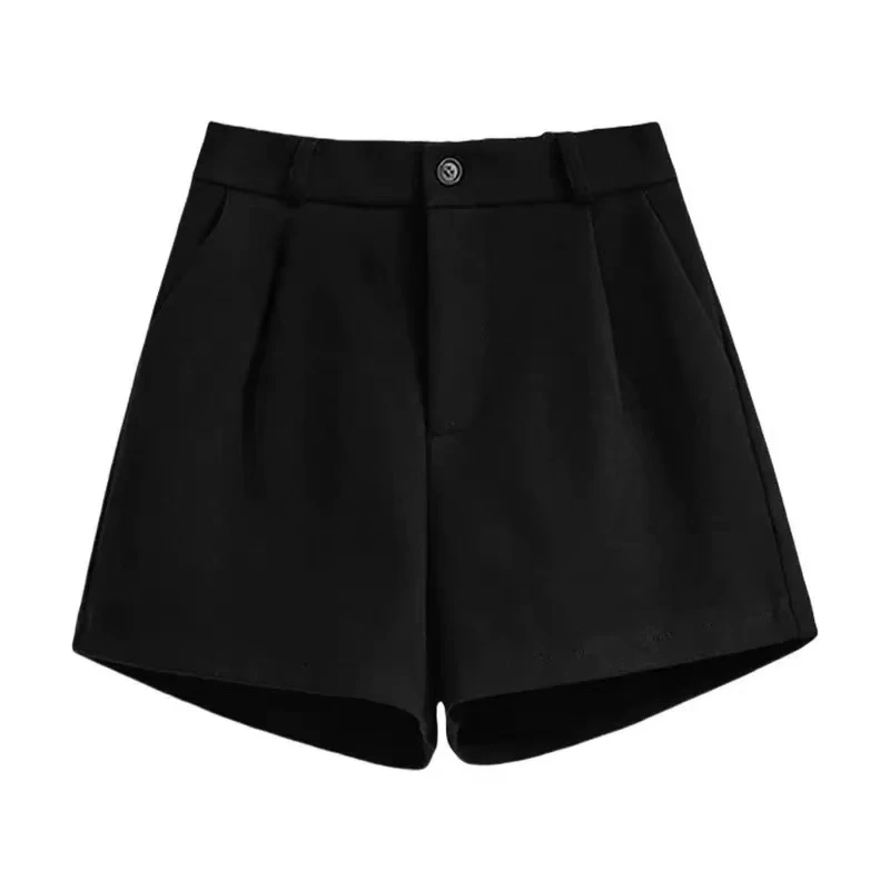 （毛呢短裤） 大码女秋冬新款遮肉时尚百搭外穿裤黑色休闲裤