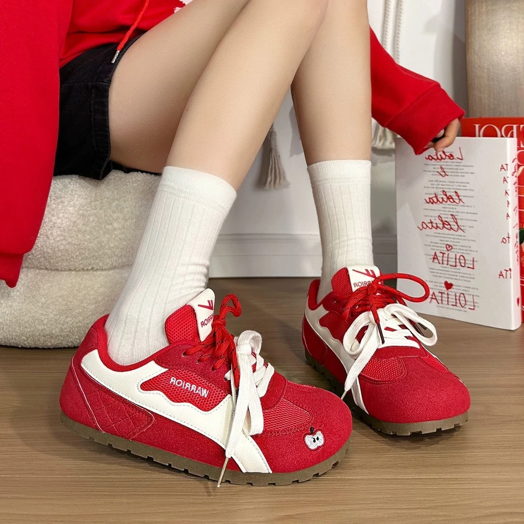 回力女鞋红苹果网面透气德训鞋2025秋季新款爆款软底百搭休闲鞋子