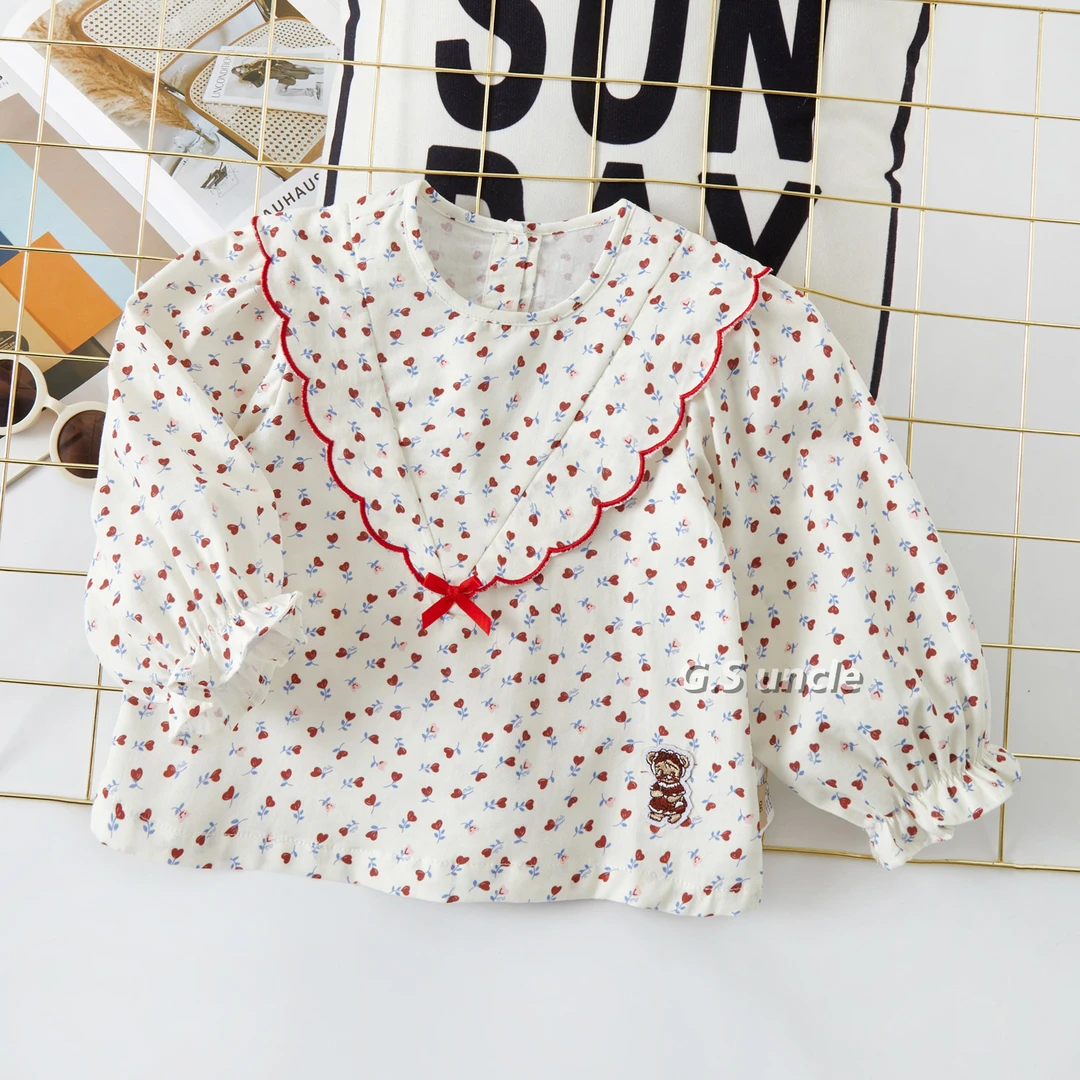 【梅子酱】Z025女宝碎花夏款衬衫时尚长袖洋气百搭宝宝