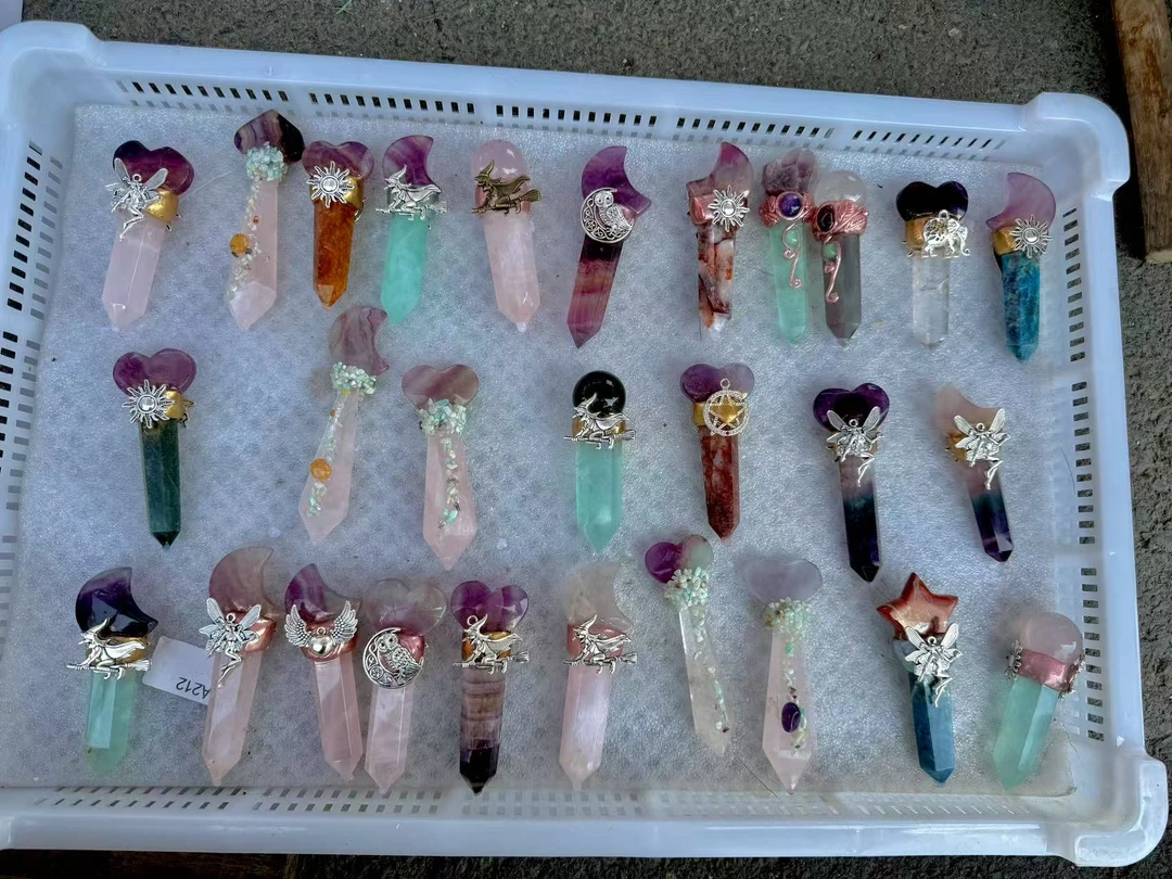 【灰姑娘原创】天然水晶原石魔法棒M1089多样性发一