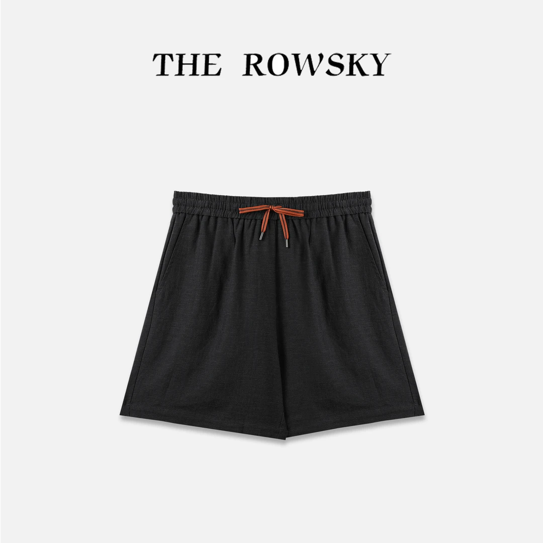 THE ROWSKY杨圣坤男士夏季休闲百搭纯色五分天丝麻短裤SK256352