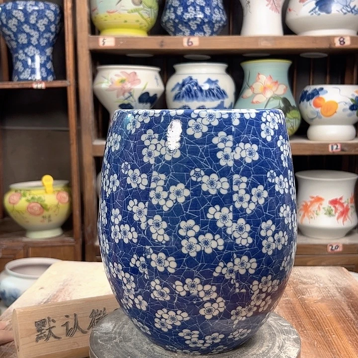 陶但盆冰梅花 陶瓷陶瓷陶瓷微瑕品