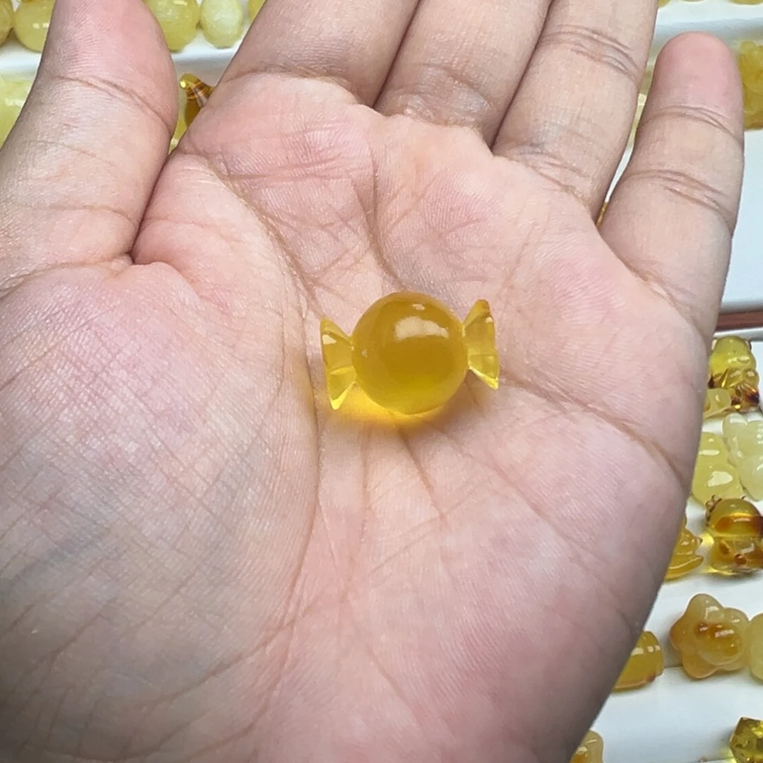 琥珀未镶嵌珠宝奇石糖果打孔不退换