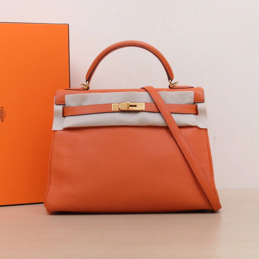 95新 Hermes/爱马仕 【娇】Kelly 32 93爱马仕橙 Togo皮 400883