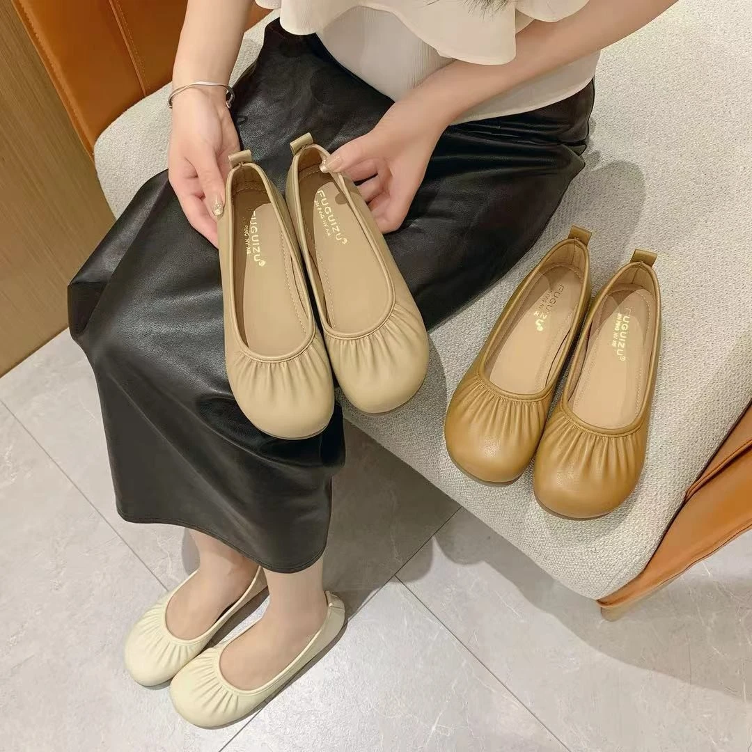 2025秋季复古软底妈鞋平底新款豆豆鞋休闲防滑耐磨百搭舒适大气