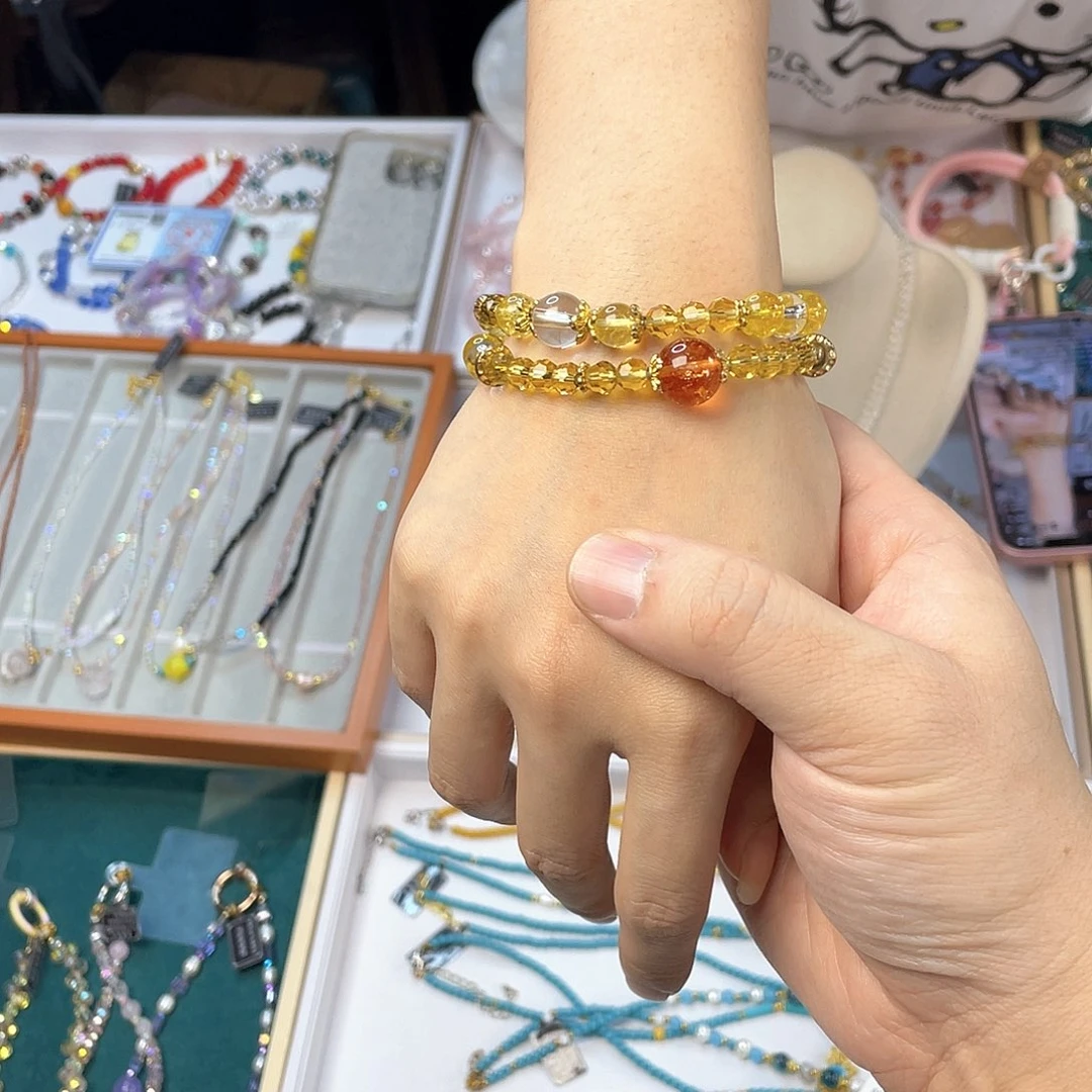 水晶手链银S925镀金镶嵌