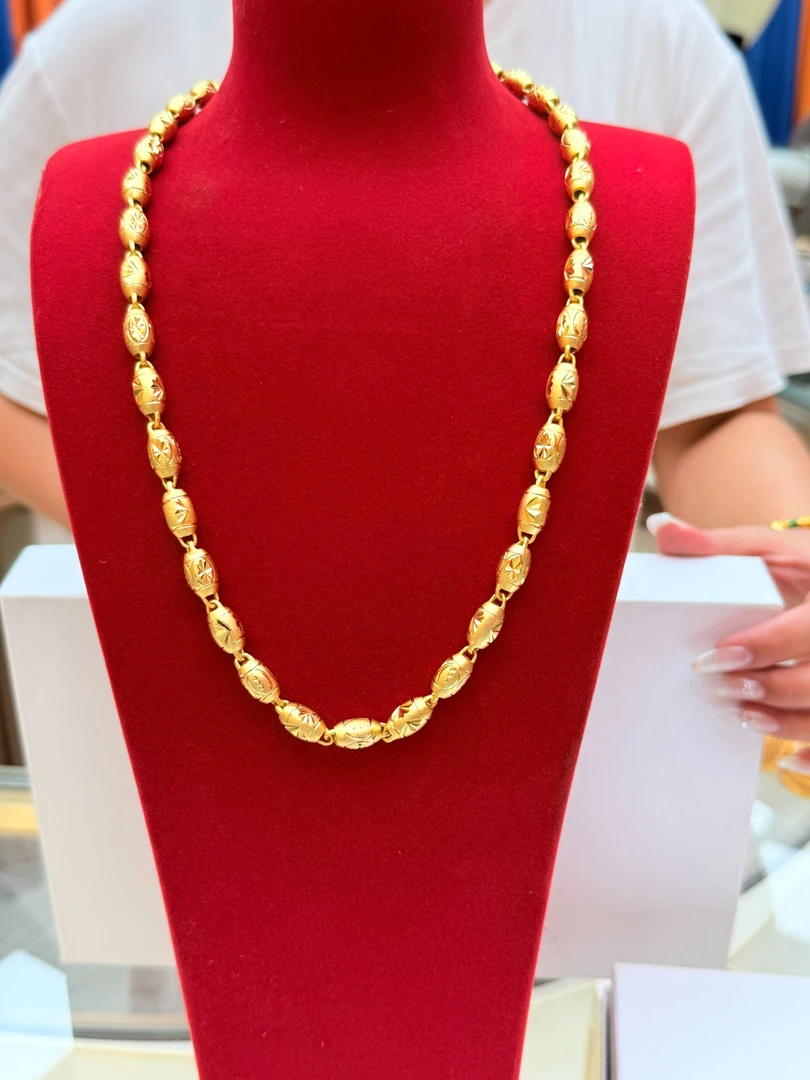 合金项链 男士轻奢花珠子项链