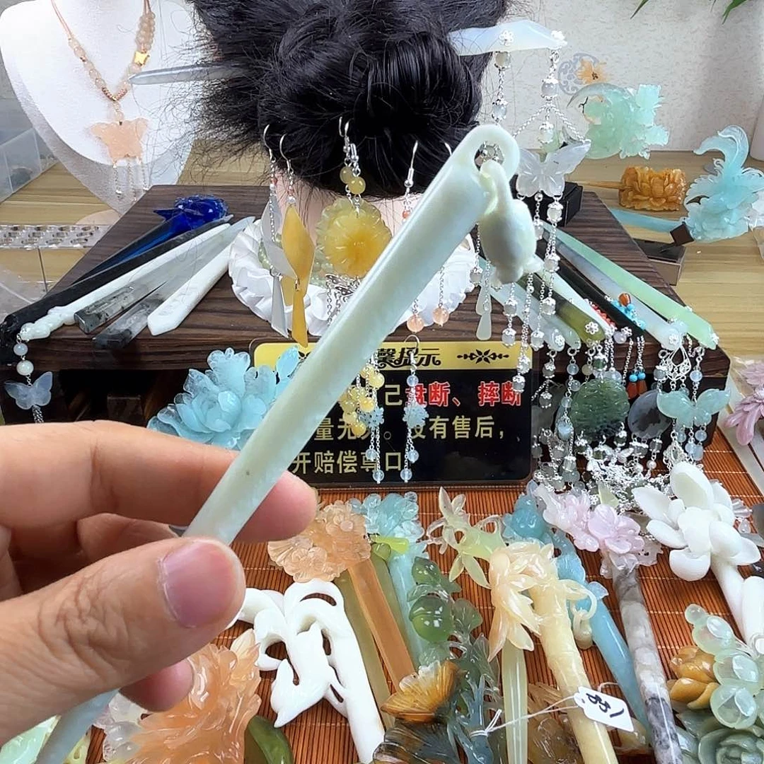 蛇纹石玉合金发饰