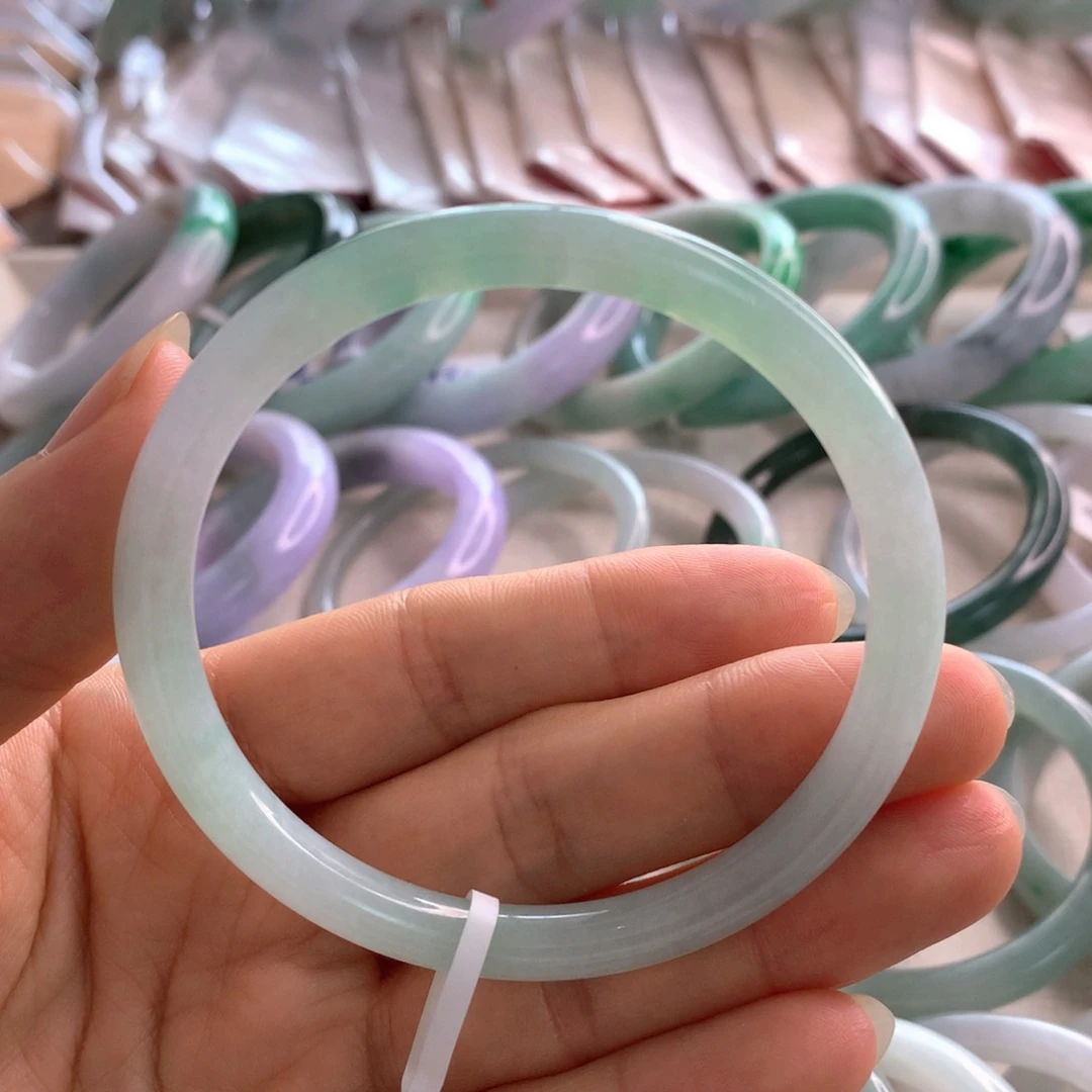 未镶嵌手镯翡翠圆条冰甜绿58.8