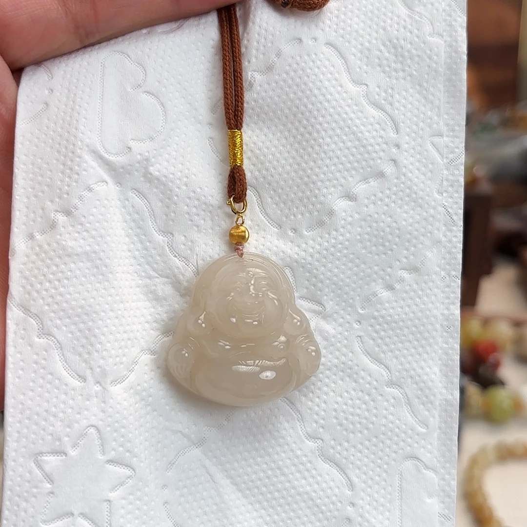 颈饰未镶嵌和田玉30藕粉佛
