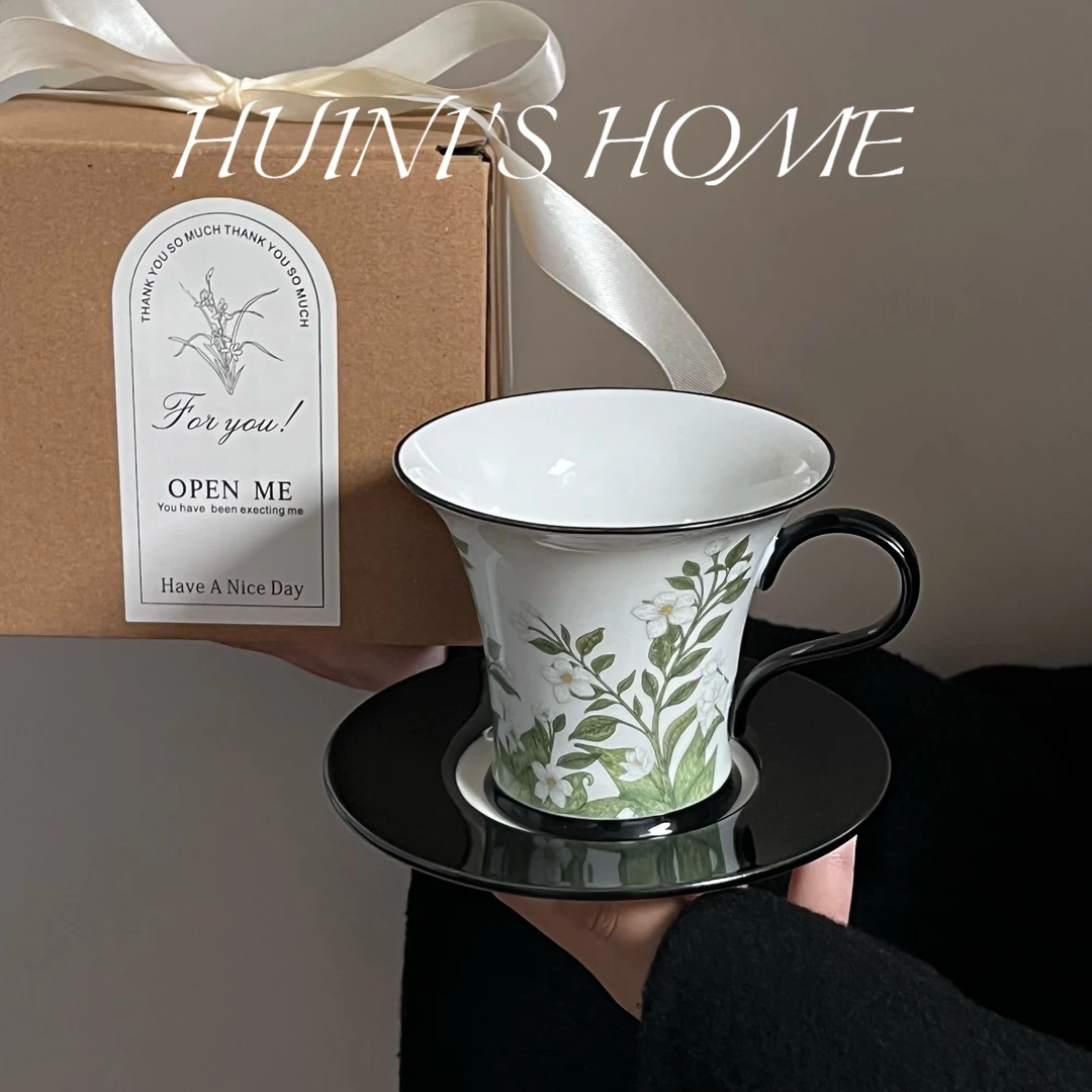 预售小茉莉花复古小众花卉咖啡杯碟陶瓷杯子礼盒装礼品礼物伴手礼