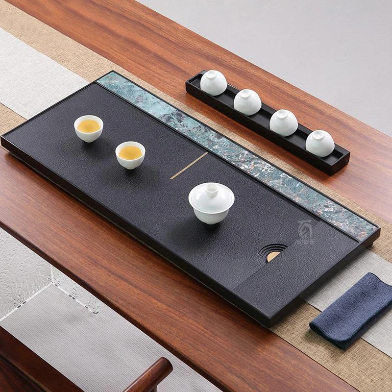 纯天然乌金石茶盘家用轻奢简约高档现代排水托盘奢石中式桌面专用