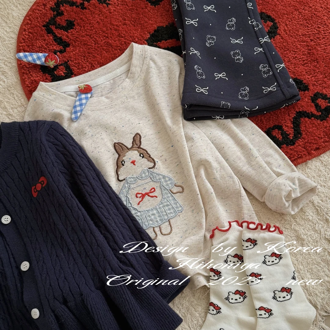 【女仆小兔】五Hihoniya~2025春季亲子款小兔子刺绣长袖韩版上衣