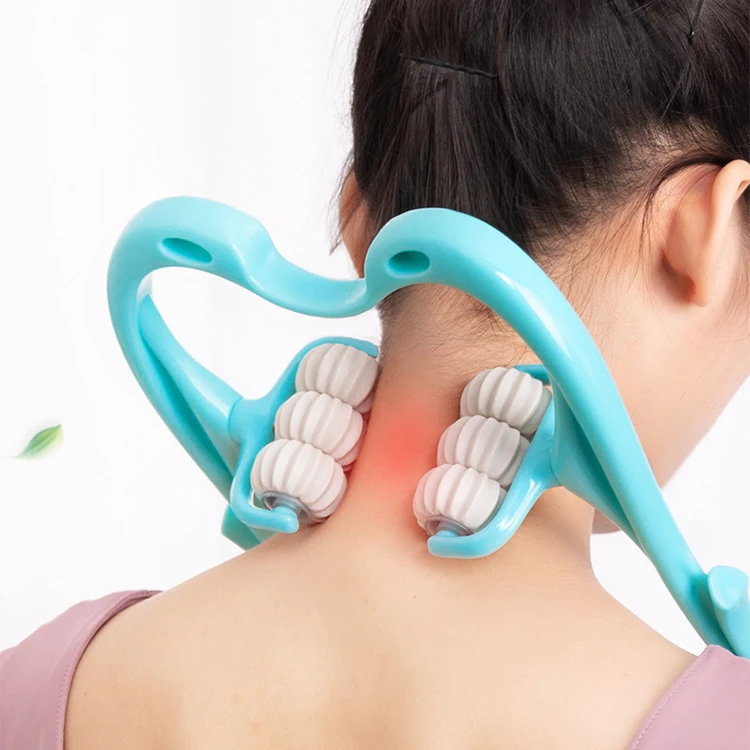 六轮颈椎按摩器多功能手动夹脖子颈部滚轮颈夹器