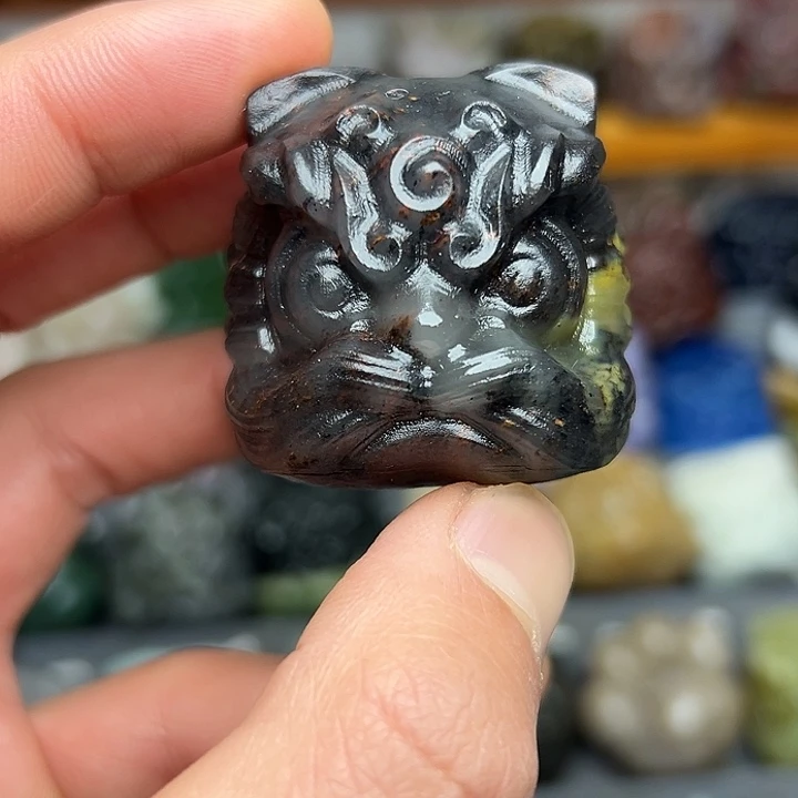 石材醒狮小白水墨飘花