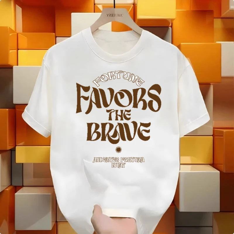 圆领短袖T恤常规款男女款宽松上衣夏季白色印花