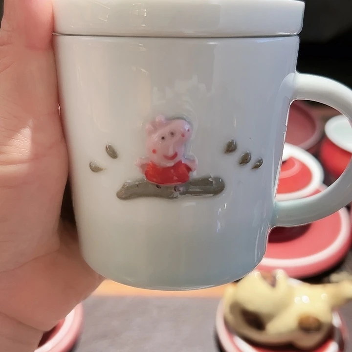杯子卡通豆青釉办公杯
