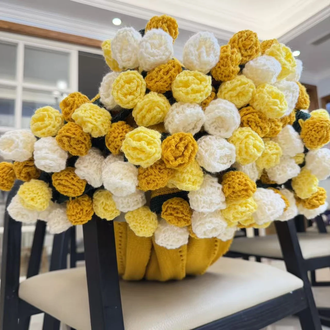 秋日暖阳 成品玫瑰花束毛毯子手工钩织生日礼物女生送闺蜜高级感
