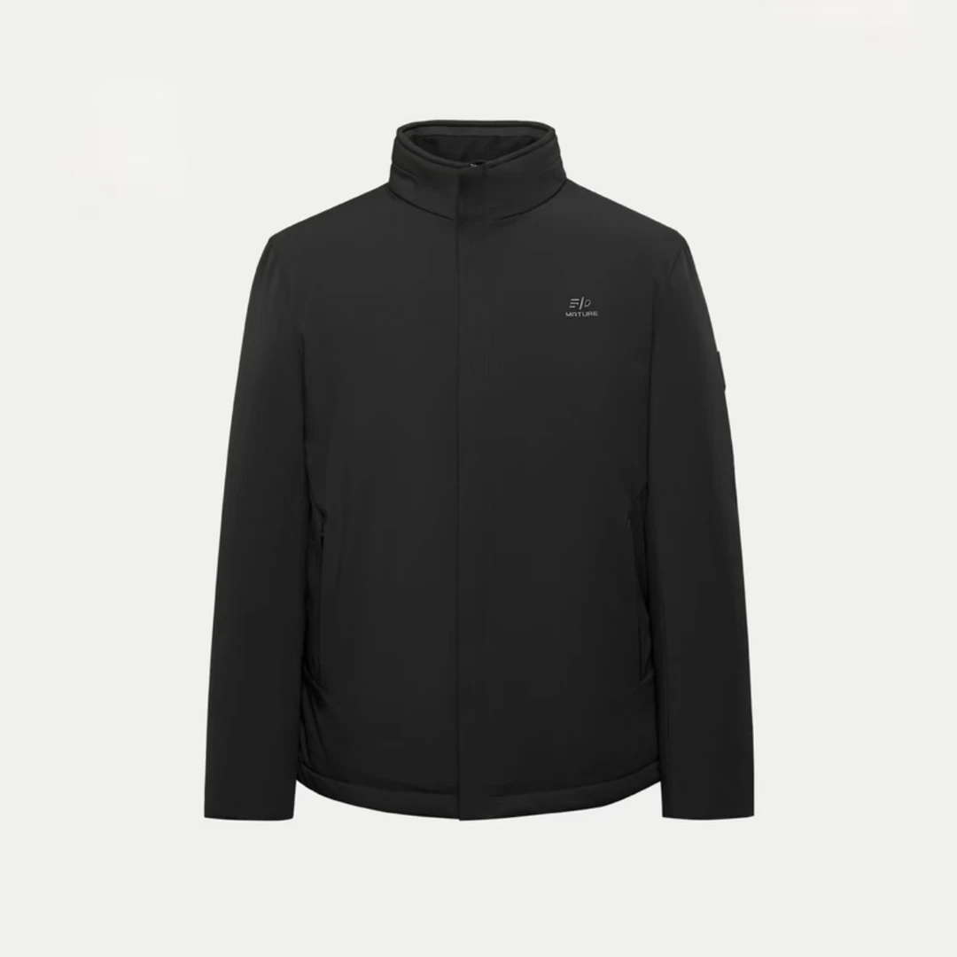 H侧柜黑色男士短款立领冬季羽绒服夹克